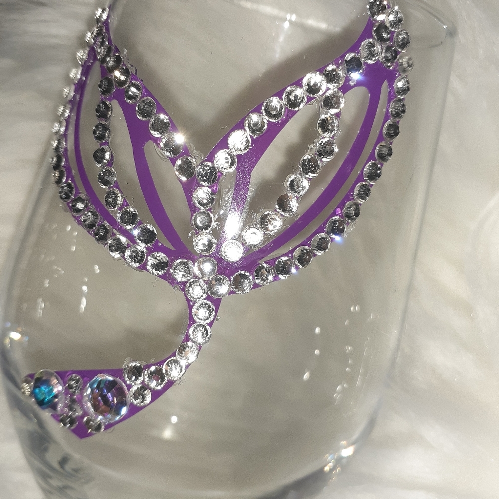 Happy Bling Mermaid Fin Wine Glass